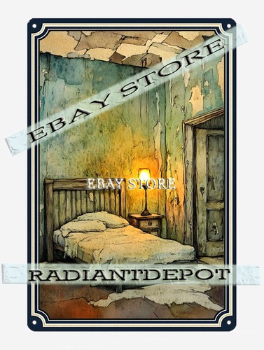 Metal tin sign antique - sign, bed