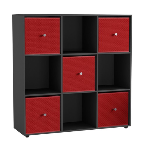 Cube black wooden bookcase - black,
