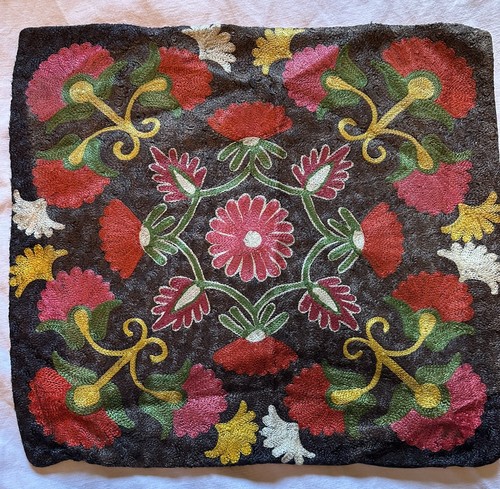 Vintage crewel work cushion - vintage,