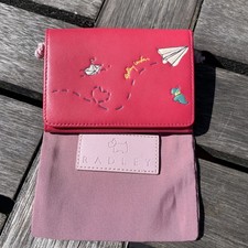 Radley paper trail flap over small purse leather pink