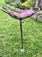 Antique Polo Shooting Hunting Horse Racing Walking Stick W/Folding Leather Seat