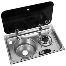 NAVY LOAD COMBI UNIT L/H SINK & HOB MOTORHOME HORSEBOX BOAT STAINLESS STEEL