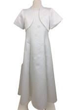 Girl's Flower Girl Dress & Bolero 8 Years Ivory Sheila May Kidz Satin Used F1