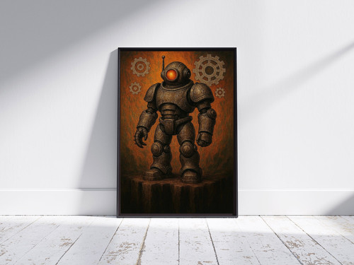 Steampunk robot art - art, print