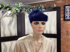 Vintage Pill Box Navy Velvet