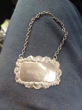 whiskey  DECANTER LABEL STERLING SILVER LONDON 1967  D J SILVER Repairs 