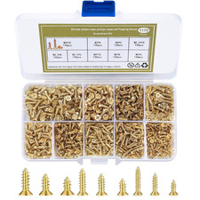 1170 Pcs Small Wood Screws, M2 M2.5 M3 Self Tapping Screw Assortment Kit, Gold M