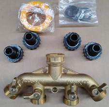 4 Way Solid Brass Tap Connector, Heavy Duty Outdoor Hose Splitter Garden