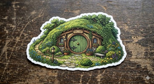Cute hobbit house sticker - cute,