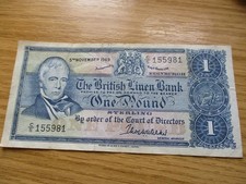 Banknote Of Scotland One Pound British Linen Bank Dated 1969. number 155981