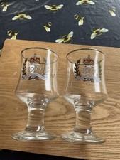 Pair Of Queens 1977 Silver Jubilee Goblet Glasses