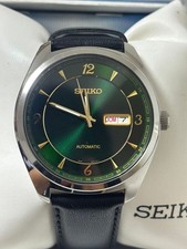 Seiko Recraft Automatic Men's Watch 40mm Mechanical Leather Green Dial Vintage