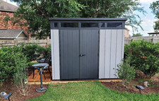 Outdoor Garden Keter Artisan 9 x 7ft Double Door Plastic Garden Shed In Grey