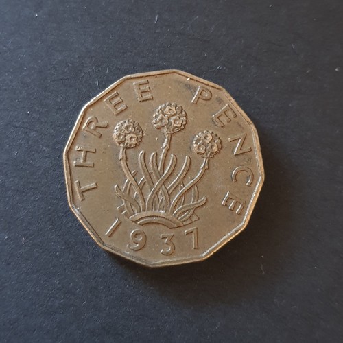 Three pence brass coin - coin, george
