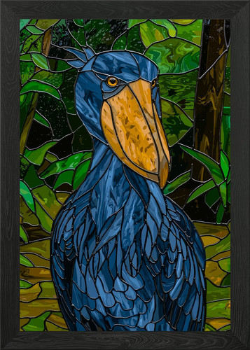 Stained glass shoebill bird - glass,