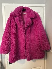 Ladies JD Williams Pink Winter Fluffy Coat Size 24