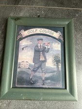 Vintage Framed Picture , Man Playing Golf