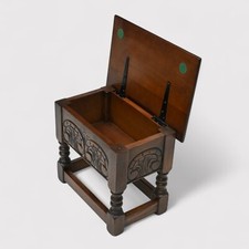 Old Charm Oak Slipper Box Footstool Joint Stool Table Tudor Brown Free Delivery