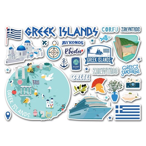 Sticker sheet greek islands - sticker,