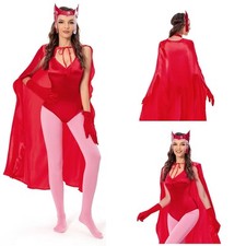 Wanda Vision Scarlet Witch Wanda Maximoff Cosplay Costume Jumpsuit Cloak