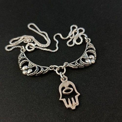 Sterling silver hamsa necklace - sterling,