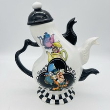 Alice in Wonderland Triple Three 3 Spout Teapot Disney Parks Paris Mad Hatter