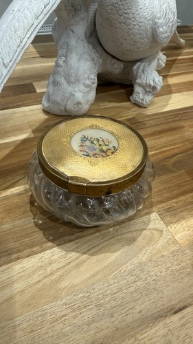 Vintage glass powder bowl - vintage,
