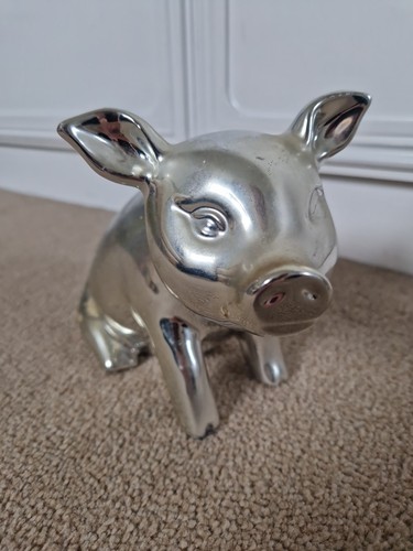 Silver pig ornament medium - silver,