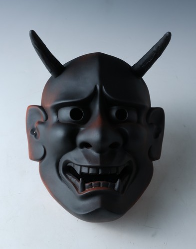Japanese ceramic noh mask - ceramic,