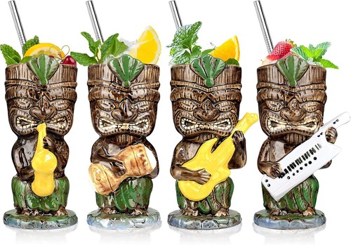 Ceramic tiki mugs 13oz - 4x,