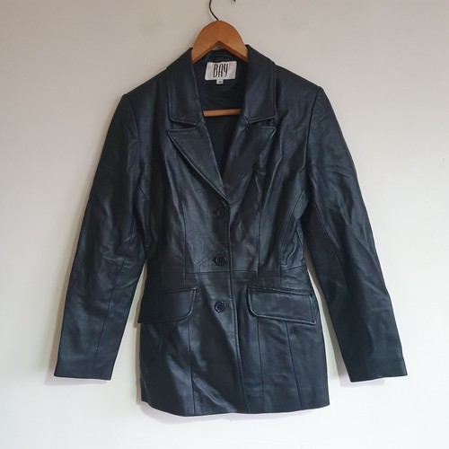 Vintage black leather jacket - leather,