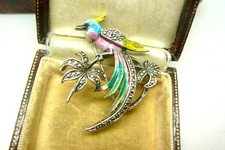 VINTAGE ENAMEL MARCASITE BIRD