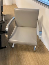 8 x Brno Flat Bar Side Chair in Beige designed by Ludwig Miles van der Rohe