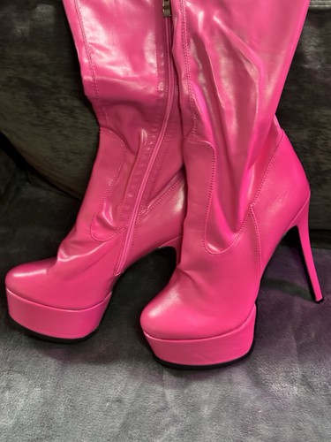 Neon pink belted thigh high - pink,