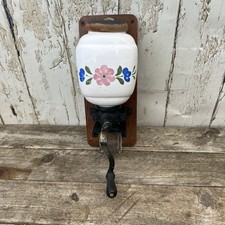 Vintage Dutch Wall Mounted Coffee Grinder Porcelain Cast Iron