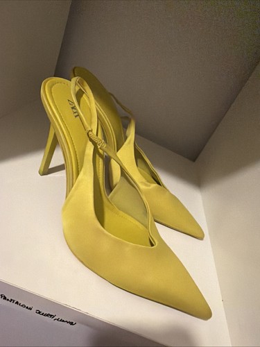 Zara yellow satin pointed toe - zara,