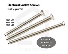 M3.5 Raised Head Countersunk Electrical Plug Socket Screws Nickle Plated 