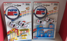 2 TEBRO TOYS PEPSI PLAYSETS - GAS STATION/ROAD SIGN