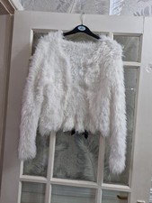 Chunky White  Bolero Heavy Faux Fur ,hand Knitted Brand New Size Small 34 Chest