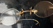 Antique vintage   Gold Tone Metal Pince Nez Glasses / Spectacles please view