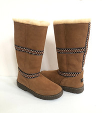 UGG SUNDANCE TALL REVIVAL CHESTNUT BRAID SHEARLING BOOTS US 8 / EU 39 / UK 6