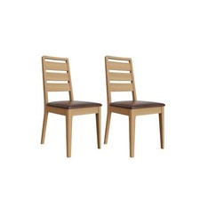 Pair Dining Chairs Natural Oak