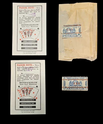 Antique playing card tax - us, $1