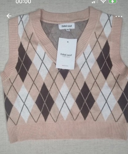Argyle vest pink top - pink,