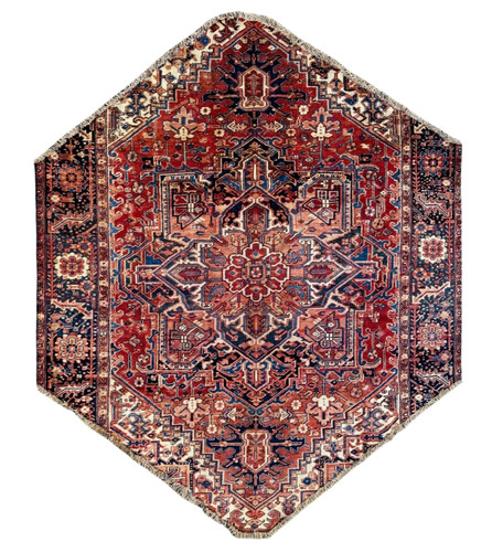 Oval vintage heriz rug - oval, hand