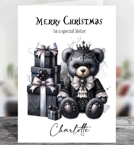 Personalised gothic teddy bear - personalised,
