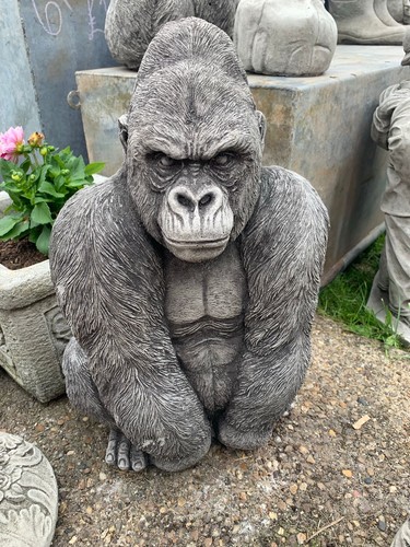 Concrete gorilla garden statue - concrete,