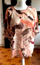 BNWT Ladies NEXT Chesterfield RED Apricot BROWN Print TIE Off CUFF Blouse Top 12