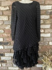 Vintage Simon Ellis Occations Black Midi RaRa Dress Size 14 