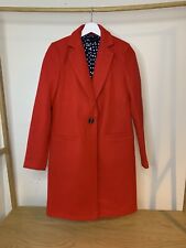Woman’s Red Wool  Midi Coat, Single Button Fastening Size 8 